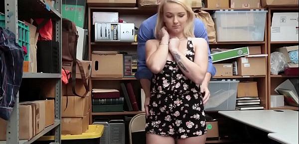  Hot blonde tattooed teen thief got fucked for freedom